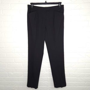 Lafayette 148 New York Black Wool Crepe Straight Leg Career Pant Woven Pockets 6